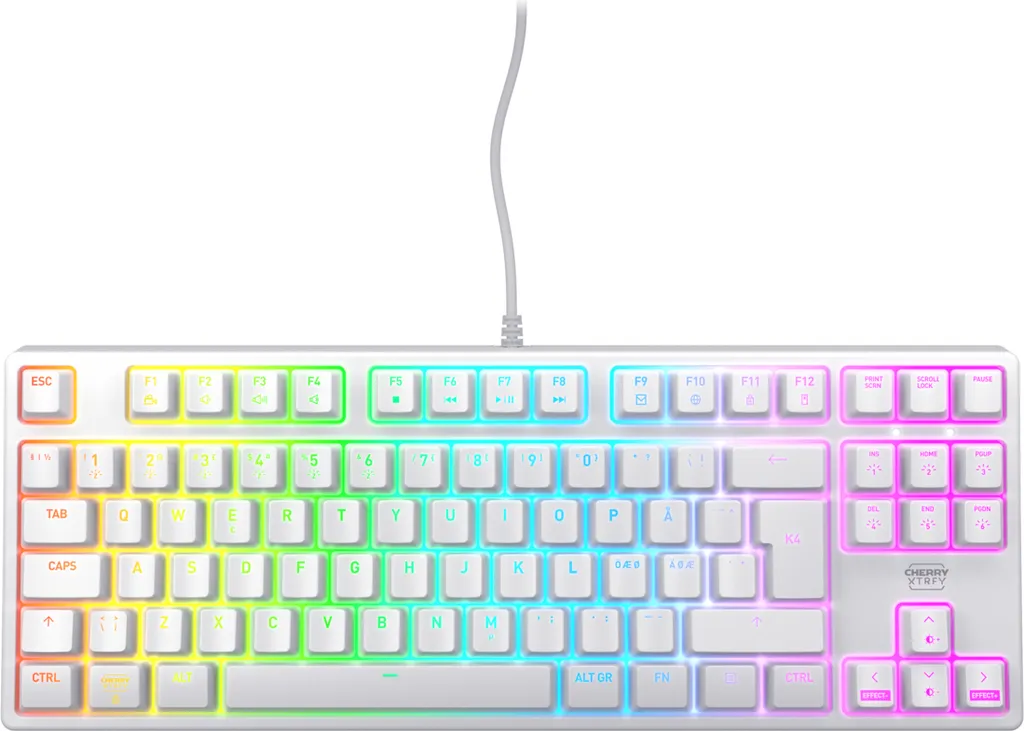 Clavier de Travail Mécanique Cherry K4V2 TKL RGB Blanc Format QWERTY