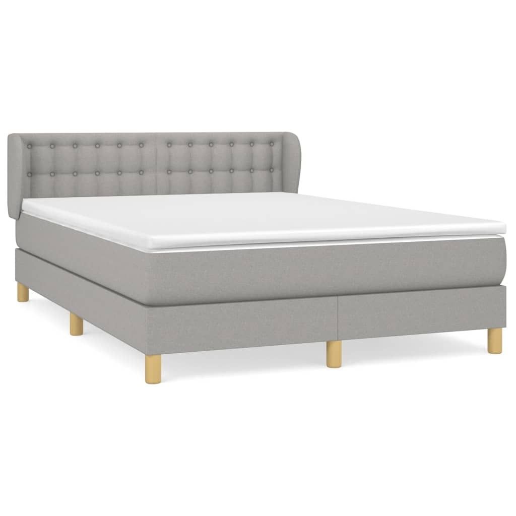 "im Sonderangebot"Boxspringbett Modernes/Doppelbett - Polsterbett Erwachsene/r /Kind - mit Matratze Hellgrau 140x190cm Stoff - Klassische Betten DE...