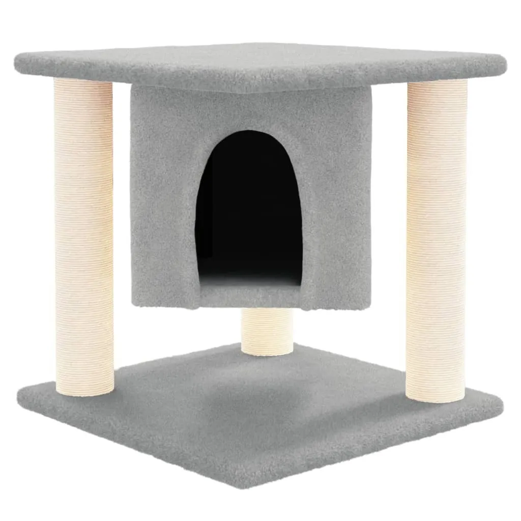 Arbre à chat gris clair 37 cm avec poteaux en sisal haute résistance