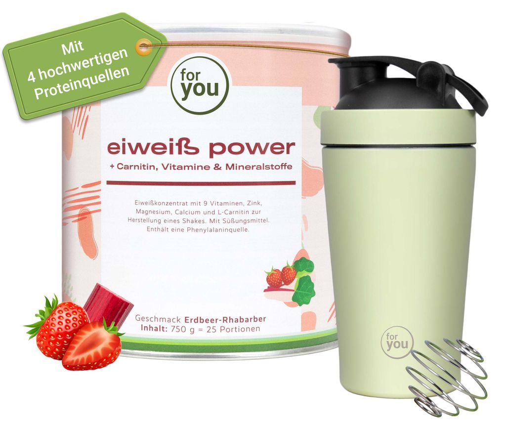 for you power Eiweiß mit Gratis Shaker Produktbild 