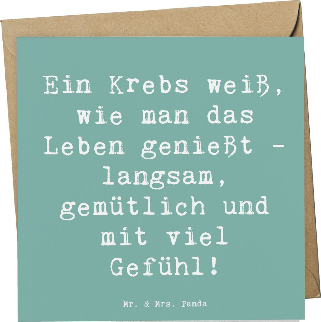 Mr. & Mrs. Panda Grußkarte Spruch Krebs Genießer - Meeresbrise - Geschenk, faltkarte, Horoskop, mit viel Gefühl, Geschenke Sternzeichen, Geschen...