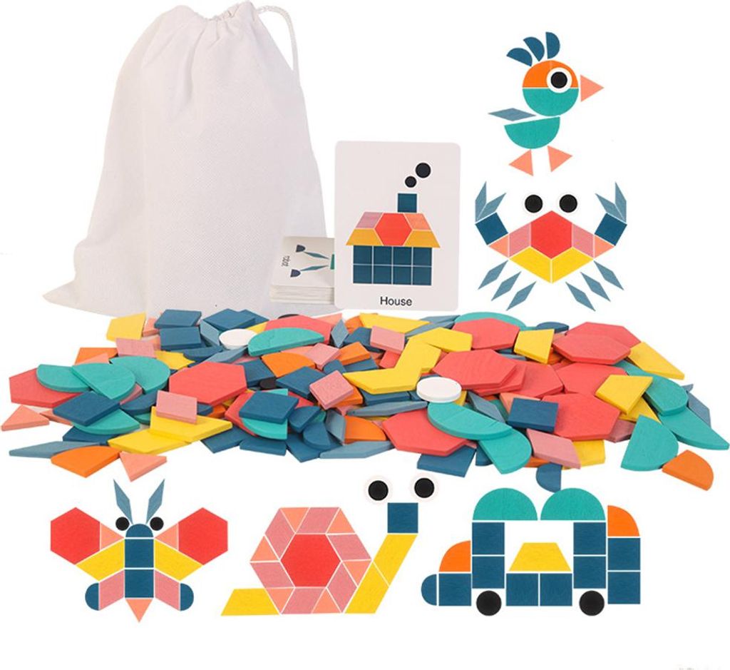 180-teilige Puzzlespiele aus Holz, Geometrie-Puzzle, klassisches Lernspielzeug für Kinder