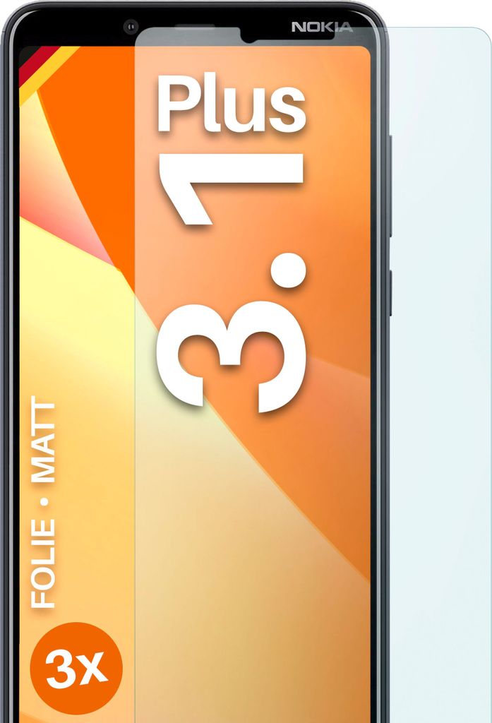 moex 3x Schutzfolie kompatibel mit Nokia 3.1 Plus - Displayschutzfolie Anti Reflex Folie, Matt
