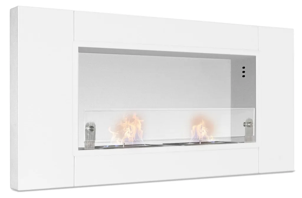Cheminée bioéthanol sans conduit insert blanc sécurisé vitre trempée - 2