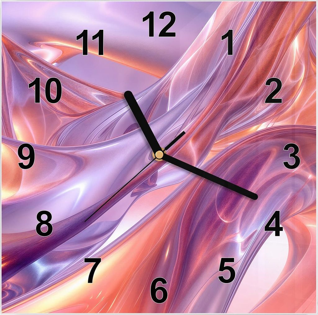Wanduhr aus Glas mit Motiv Abstrakte Wellen- 30 x 30 cm - inkl. Aufhängesystem