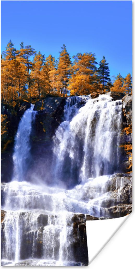 MuchoWow Poster Wasserfall - Norwegen - Natur 40x80 cm - Dekoration