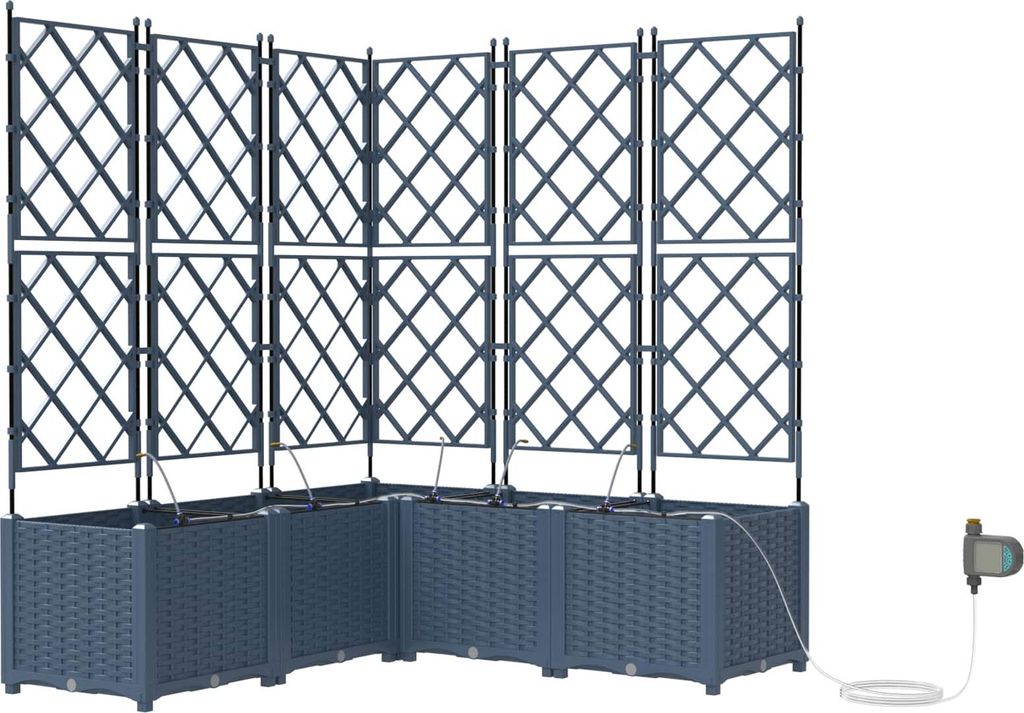 vidaXL Garten-Pflanzgefäß 4 pcs Grau Stahl