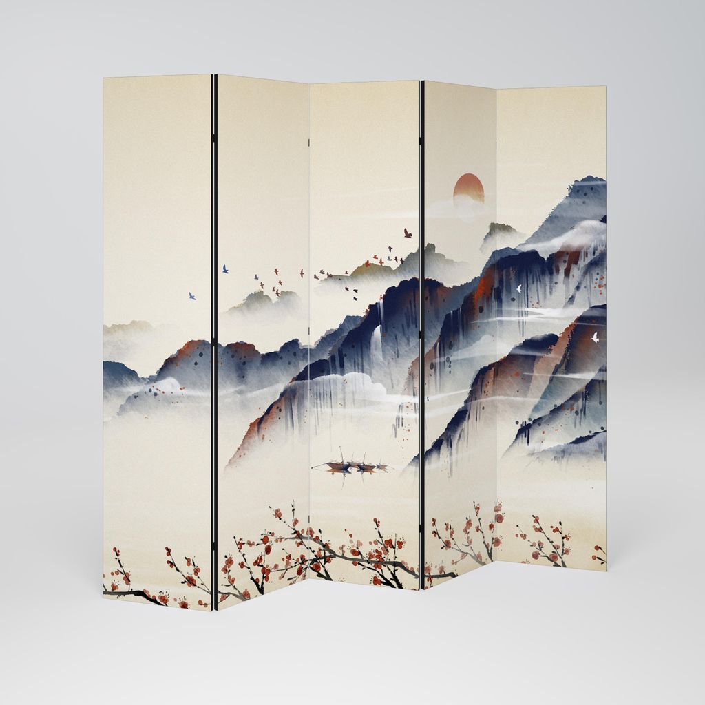 SpaceRebels Paravent Raumteiler - 5-teilig Raumtrenner, Druck 2-Seite - Raumtrenner - Trennwand Wohnung - Room Divider - Spanische Wand Deko Modern...
