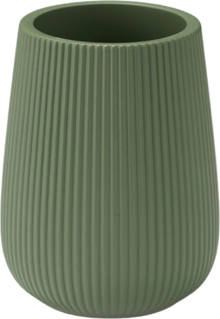 Portaspazzolino BERILO Verde Scanalato 11x8 cm | Accessorio Bagno Chic - 1