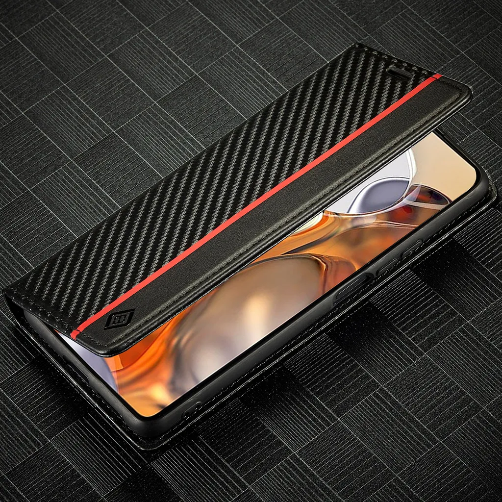 Custodia In Vera Pelle Suncase Slim-Edition Per Xiaomi 11T Pro – Fatta A Mano, Con Linguetta Di Estrazione, Colore Caffè Anticato