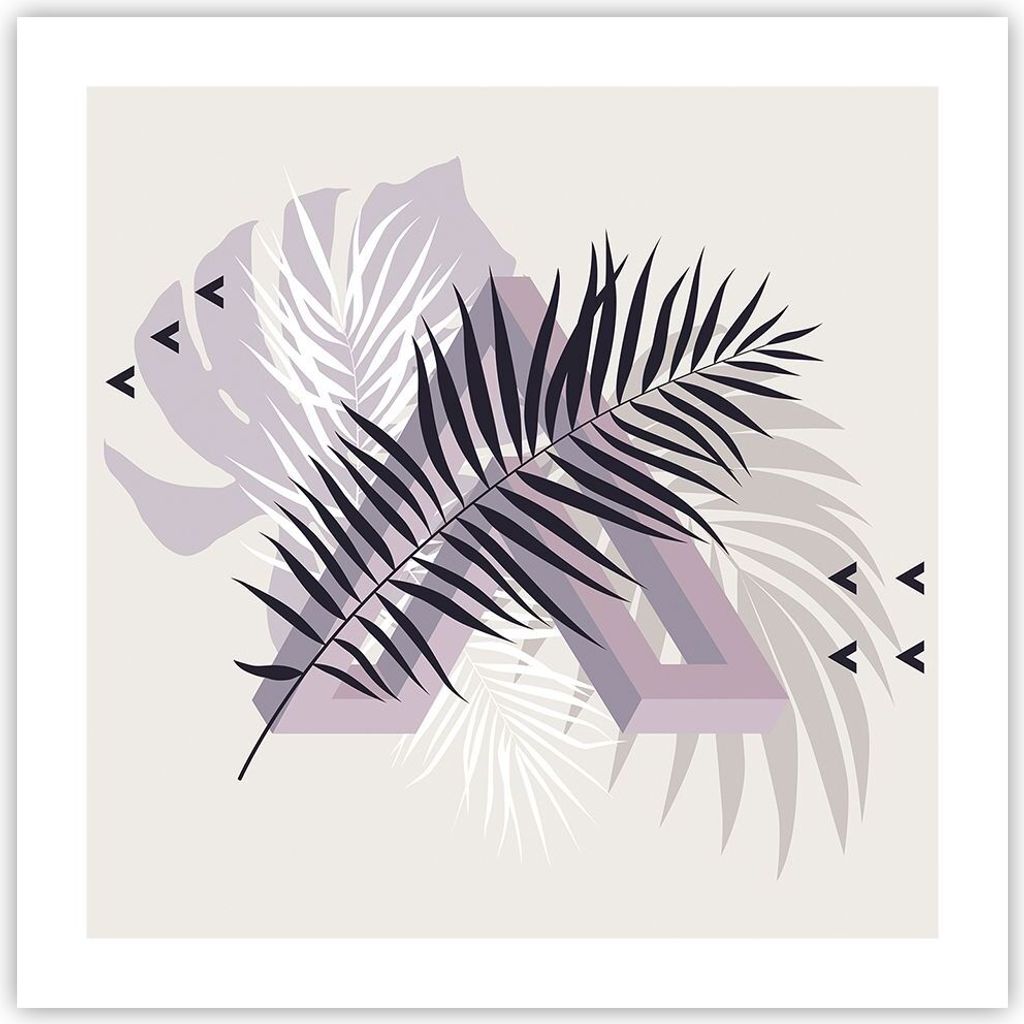 Poster - Poster ohne Rahmen - Grafiken Blatt Buntstift - 50x50 cm - Wand Bild - Wanddeko - Wandbilder - Kunstposter - Wandposter - Bilder - Kunstdr...