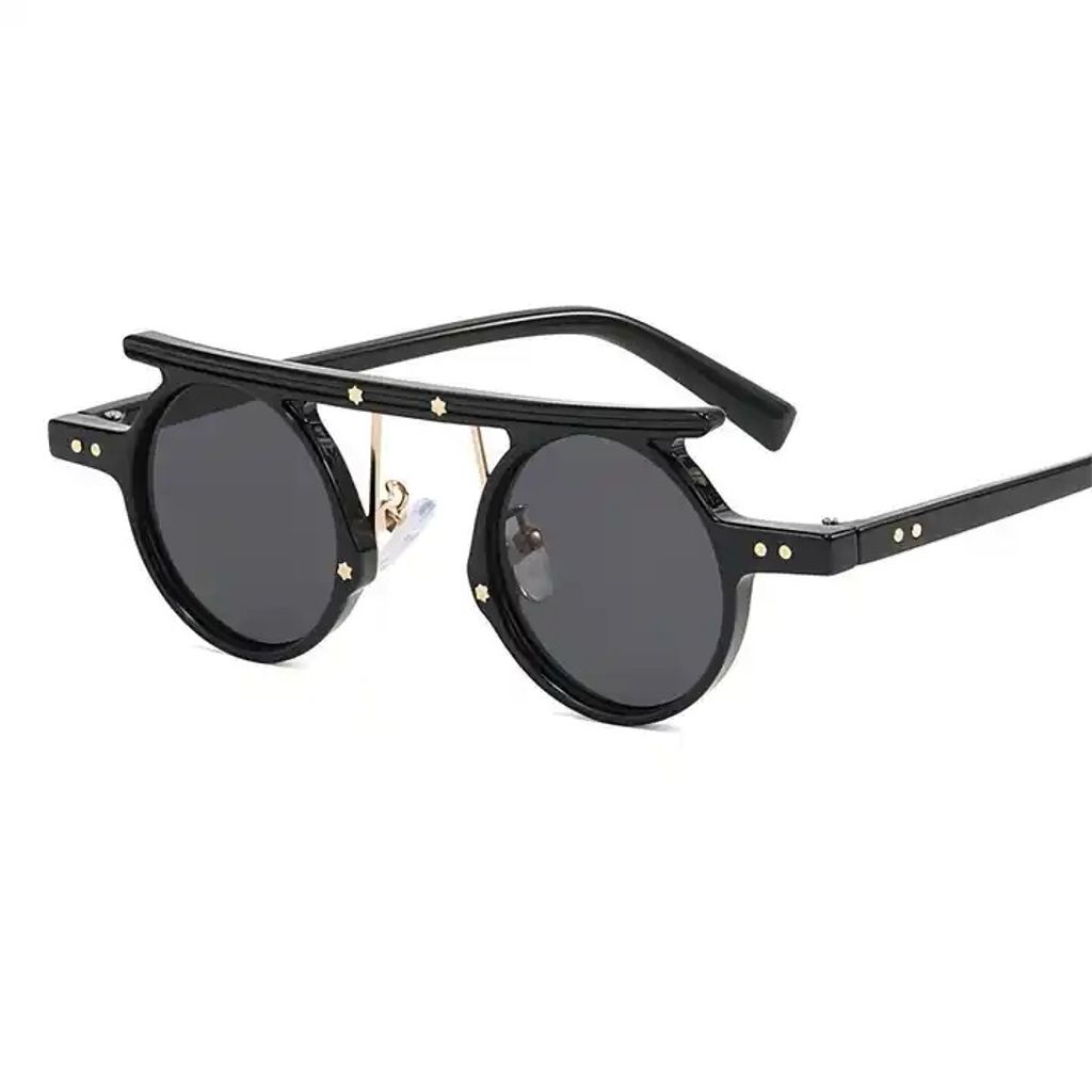 VeyRey Herren-Sonnenbrille Punnyostion Steampunk Schwarz gläser Schwarz Universal