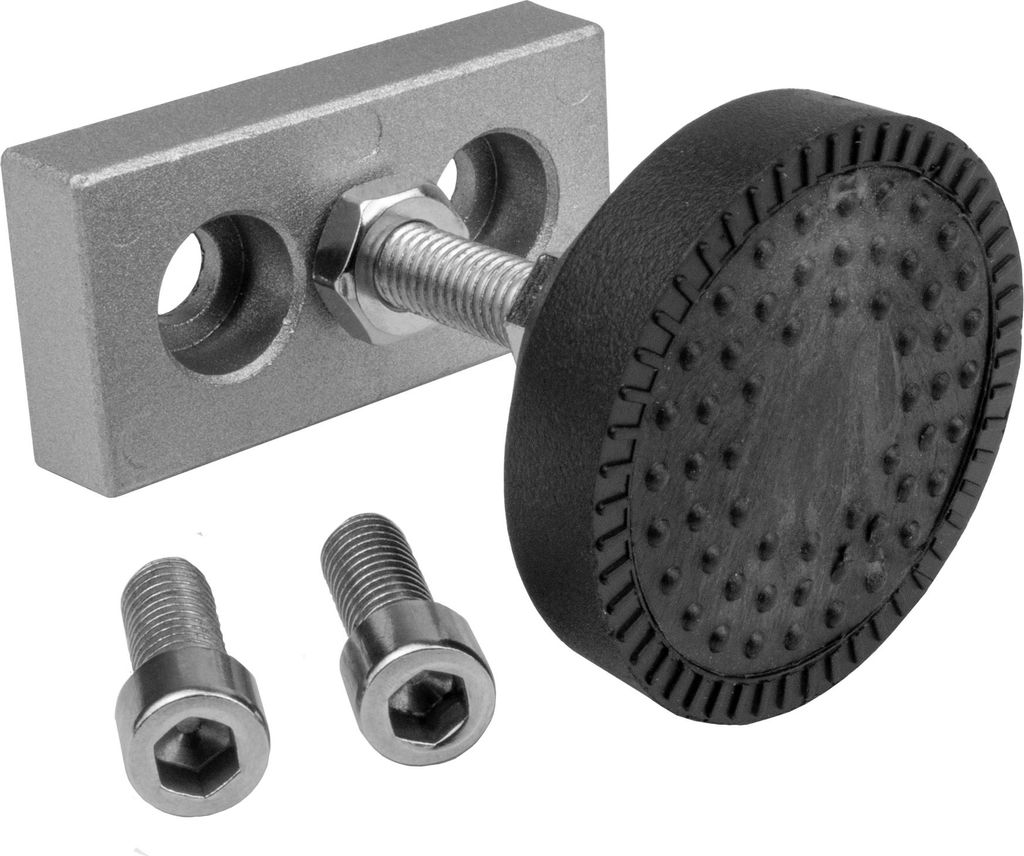 KLAK 30/60 - Adapter- & Fußplatte Aluprofil 3060, silbergrau – M8 mit Stellfuß