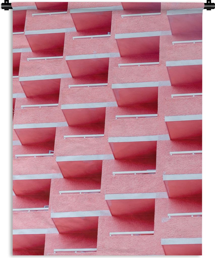 MuchoWow Wandteppich Wandbehang Rosa - Balkon - Sommer - Architektur 60x80 cm Tapisserie Dekoration Wandtuch - Decke - Wandtücher - Wohne