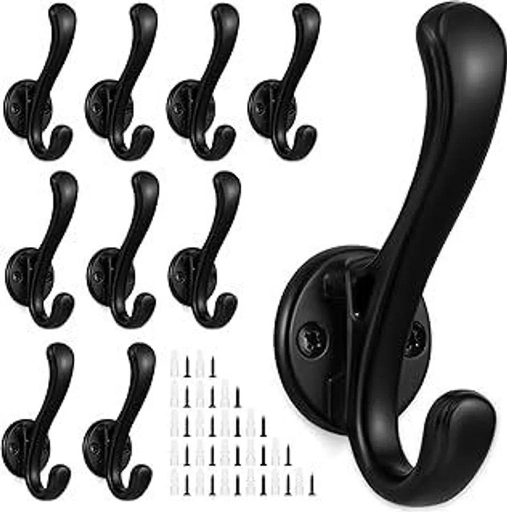 Set 10 Ganci Neri Appendiabiti - Sicuri e Robusti per Tutta la Famiglia