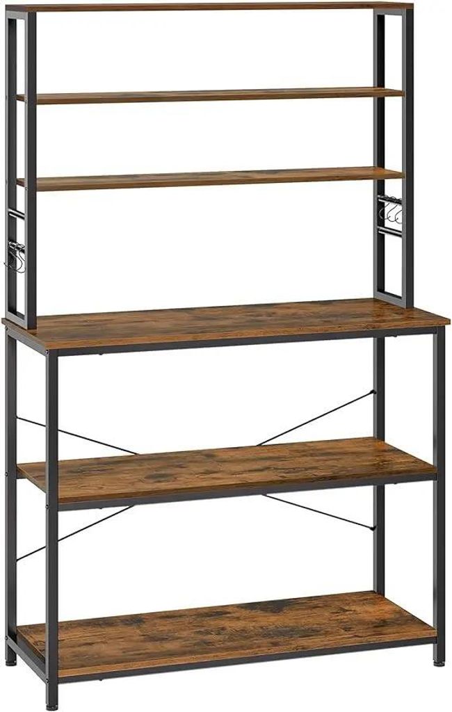 Küchenregal - Freistehendes Standregal - 6 Haken - 40×100×167 cm (T×B×H) - Montage erforderlich - Braun
