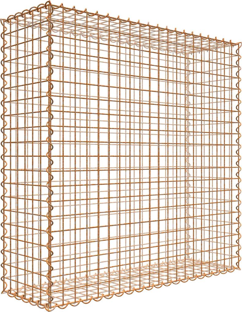 Rostige Gabione 100 cm x 100 cm x 30 cm (L x H x T), Maschenweite 5 cm x 5 cm, Spirale