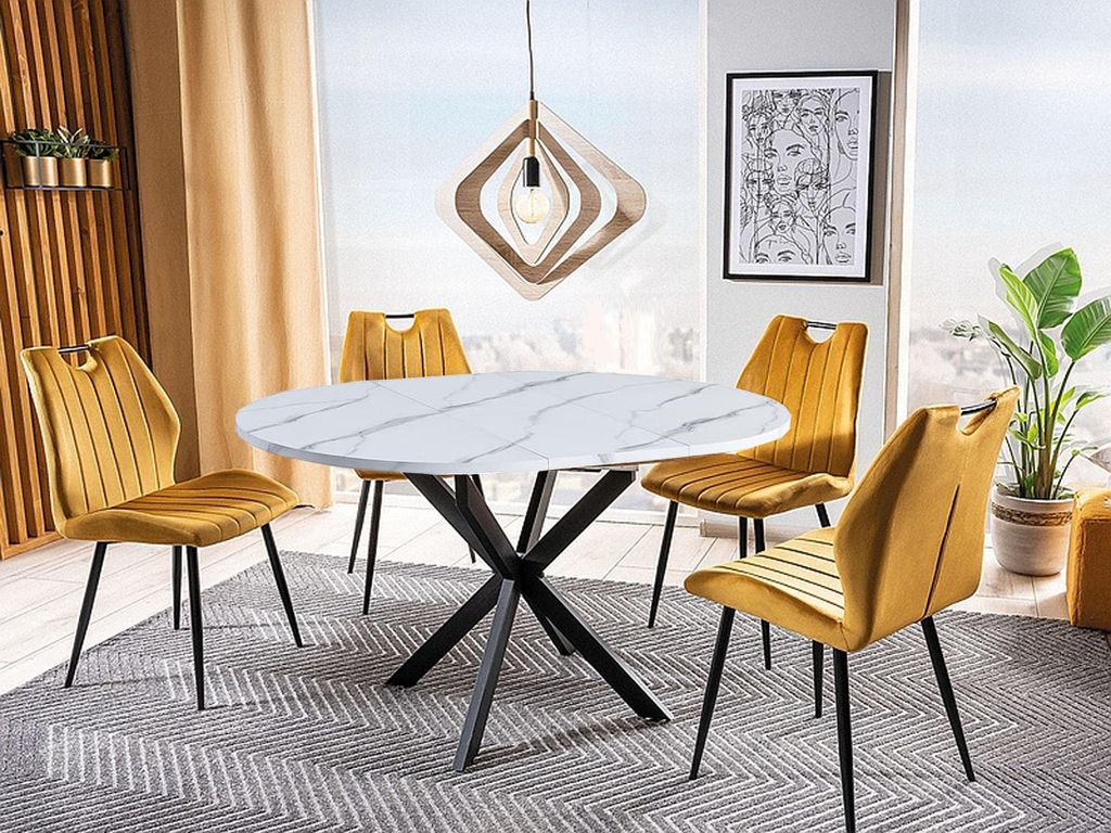 Design Esstisch rund GO-111 ausziehbar Tisch Esszimmer 100x100x75 cm