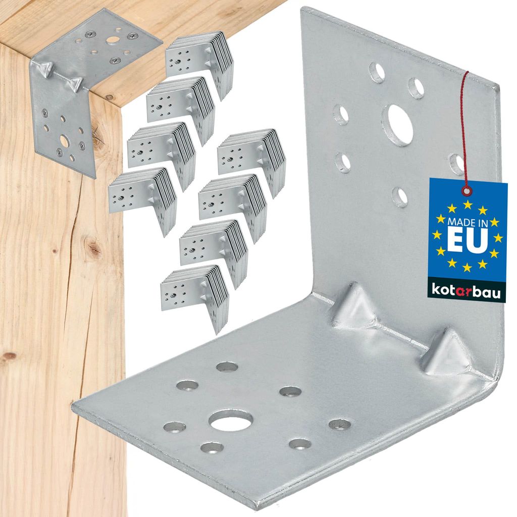 KOTARBAU 100er Set Winkelverbinder Regalwinkel 60x60x50mm Schwerlastwinkel Anschlagwinkel Verstärkter Metallwinkel Bauverbinder Verzinkter Stahl
