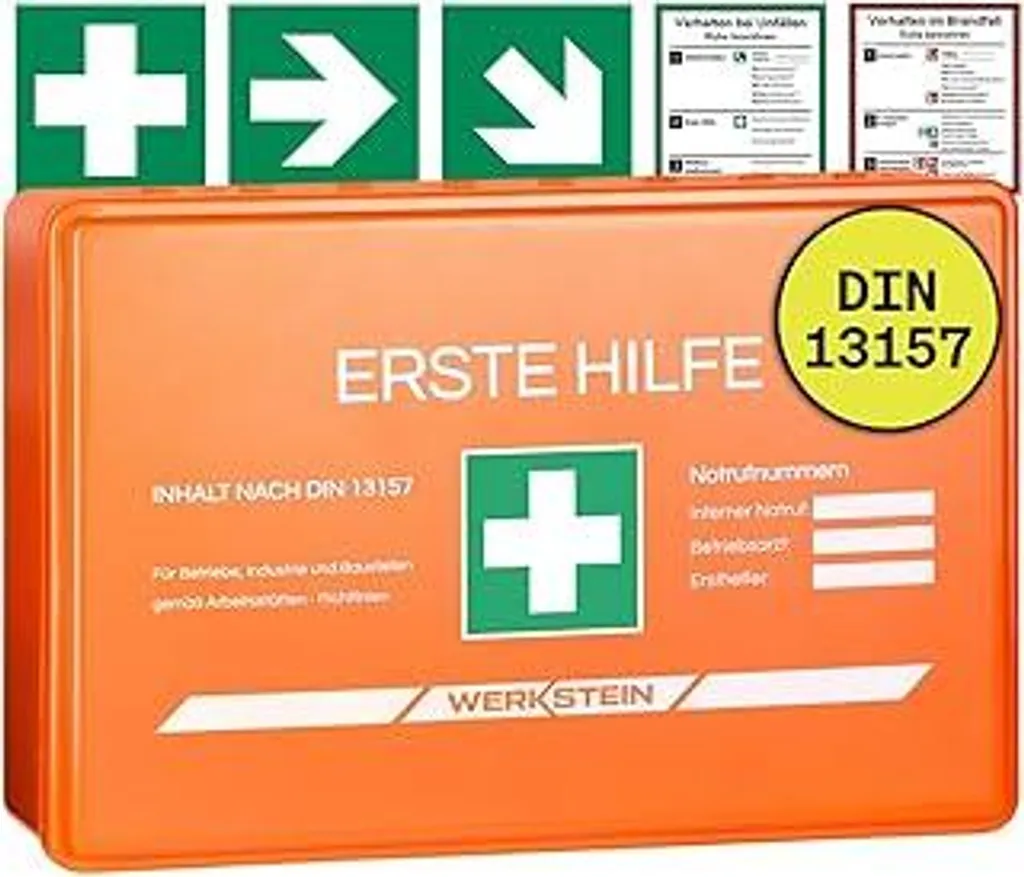 Valigetta Pronto Soccorso Aziendale WERKSTEIN DIN 13157 | Supporto Parete