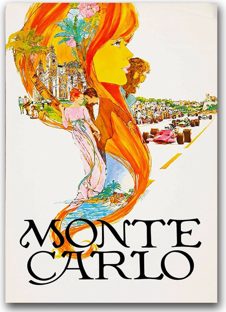 Poster - Canvas - Leinwand - 59,4 cm x 84,1 cm - Fotoposter - Leinwandkunst - Monte Carlo Monaco