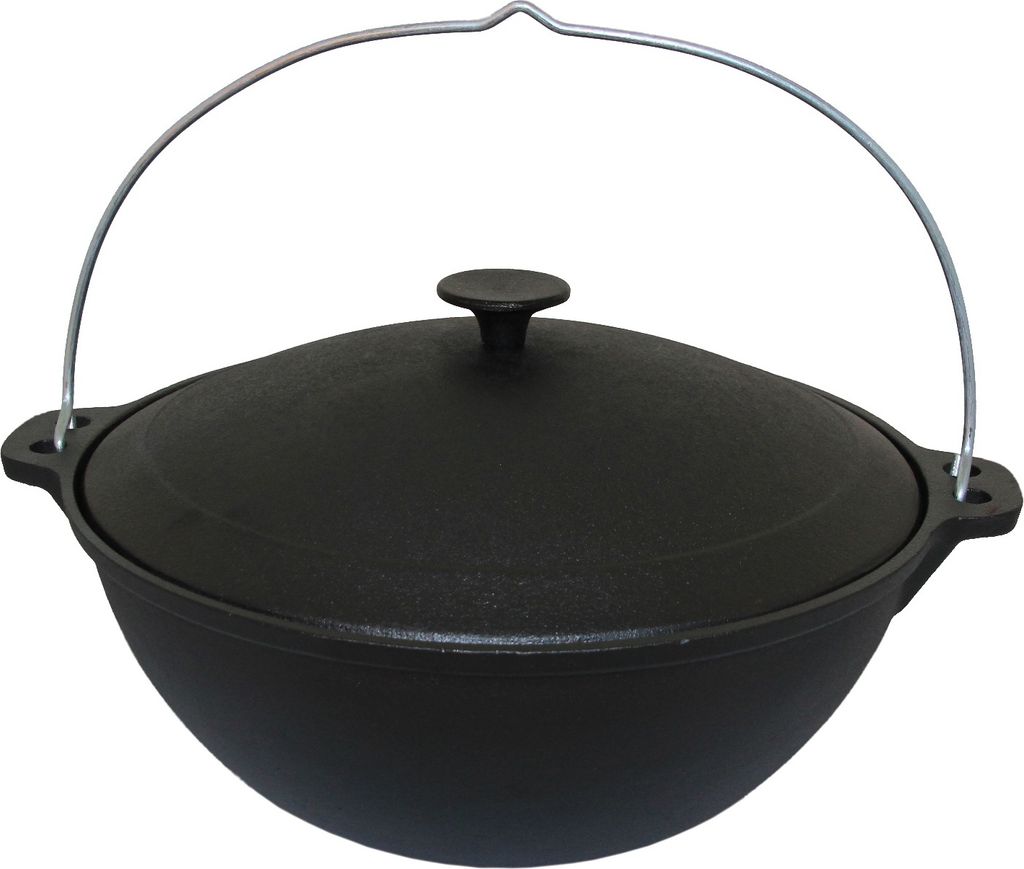 Kazan aus Gusseisen mit Deckel und Bügel 10 Liter Wok Kasan Asien Schmortopf Camping 10L m5101 HF5101
