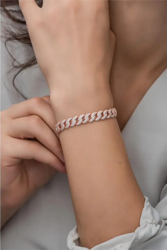 Bracelet argent 925 hypoallergénique, finition or rose anti-ternis