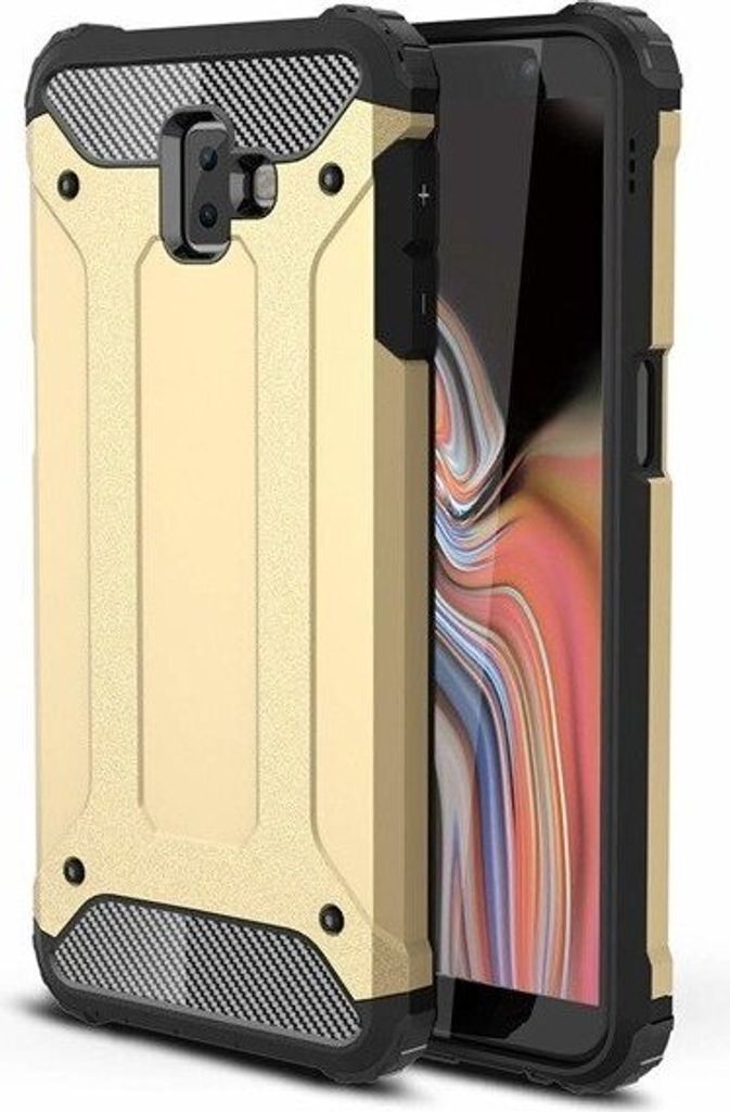 Hybrid Armor Hülle für Samsung J6 Plus 2018 - Goldene Schutzhülle mit Stil KP19179