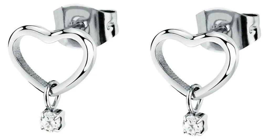 Boucles d'oreilles cœur en acier et zircone LPS01AYQ130 pour femme