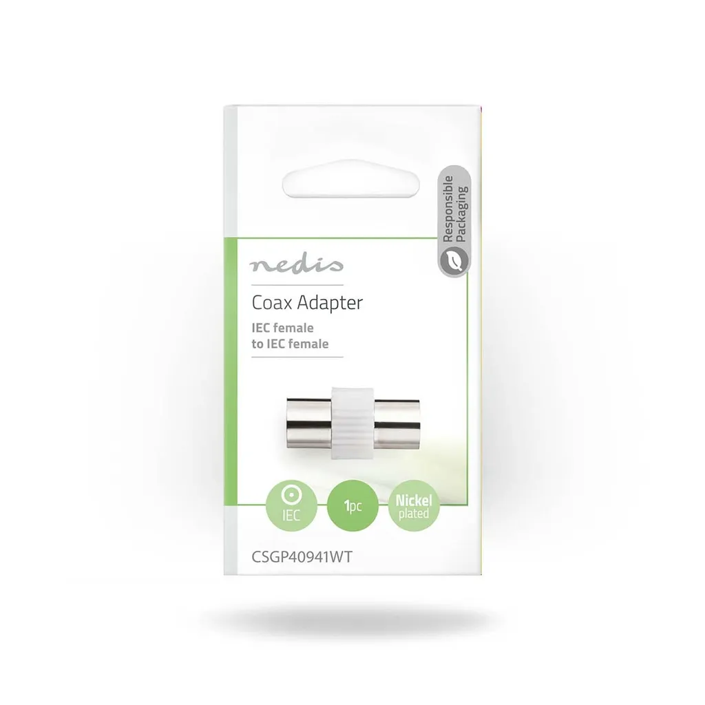 Connettore TV IEC Femmina 75 Ohm | Adattatore Coassiale Nichelato Bianco - 3