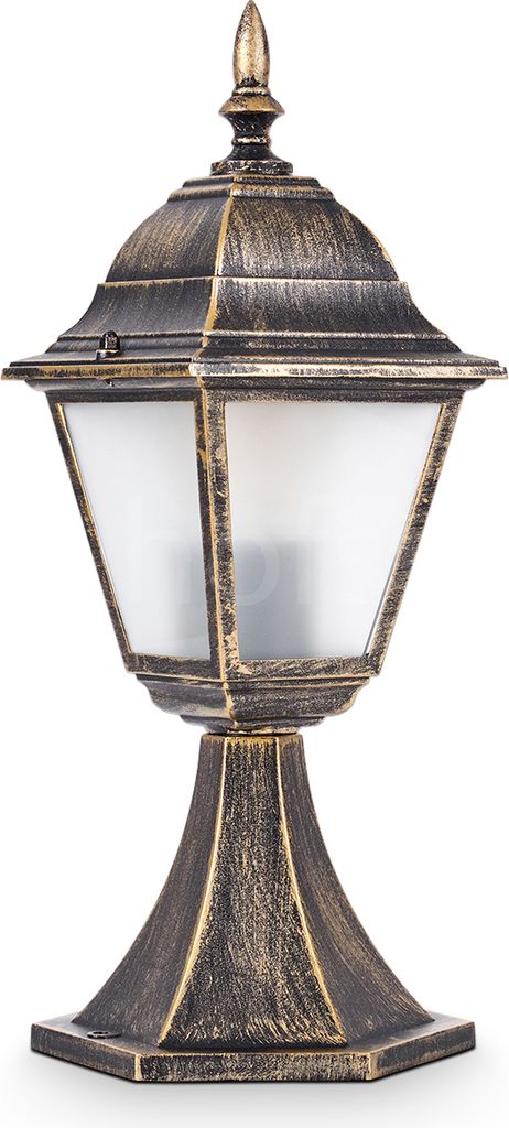 Quartucciu Sockelleuchte aus Metall/Glas in Braun-Goldfarben/Milchglas