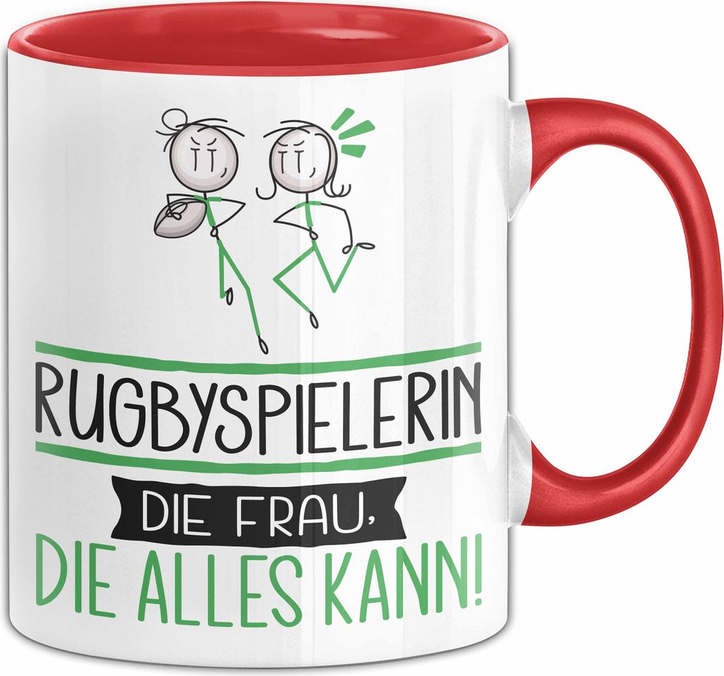 Rugbyspielerin Geschenk Tasse Becher Die Frau Die Allen Kann Geschenkidee für eine Rugbyspielerin Lustig (Rot)