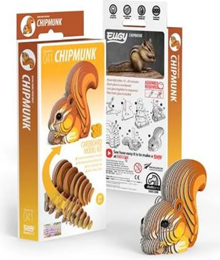 Écureuil EUGY 3D - Figurine en carton à assembler sans outils 10cm