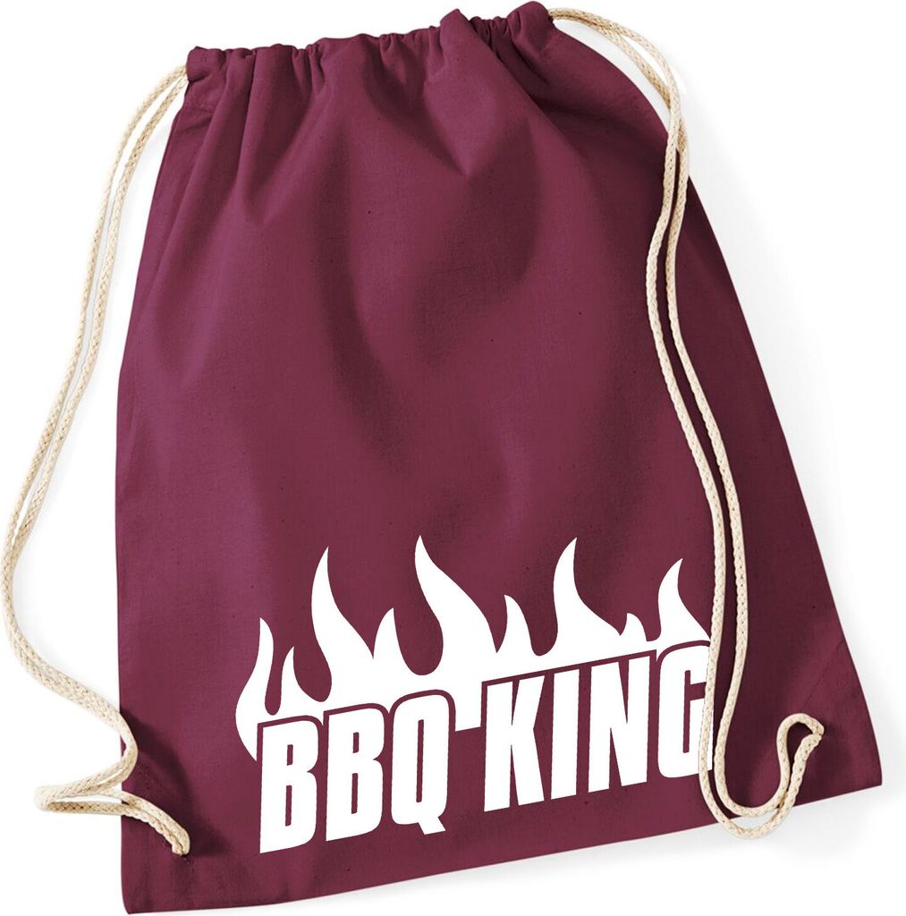 Huuraa Turnbeutel BBQ King Flammen 12 Liter Burgundy Baumwolle Rucksack Geschenkidee