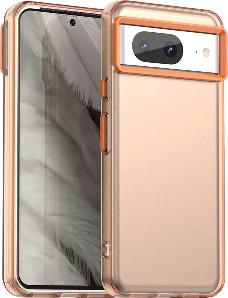 Handyhülle für Google Pixel 8 Schlank Durchscheinend Matt Stoßfest Schutzhülle Orange