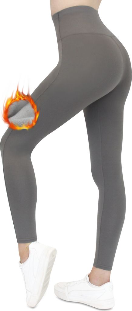 Thermoleggings Damen mit Fleece Gefütterte Thermo Leggings für Winter High Waist Strumpfhose Kuschelig Warm Elastisch Sport, Größe 2XL/3XL