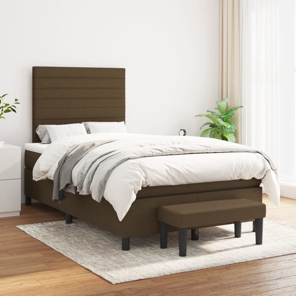 Maison Exclusive - Boxspringbett mit Matratze Dunkelbraun 120x200 cm Stoff