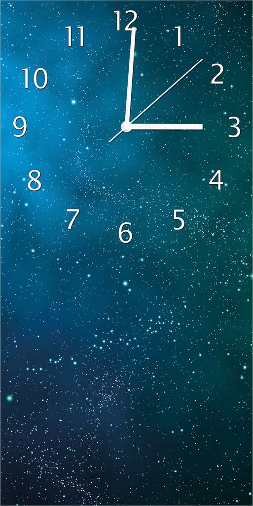 Wallario Design Wanduhr Sternenhimmel - Milchstraße und Sterne bei Nacht aus Echtglas, Größe 30 x 60 cm