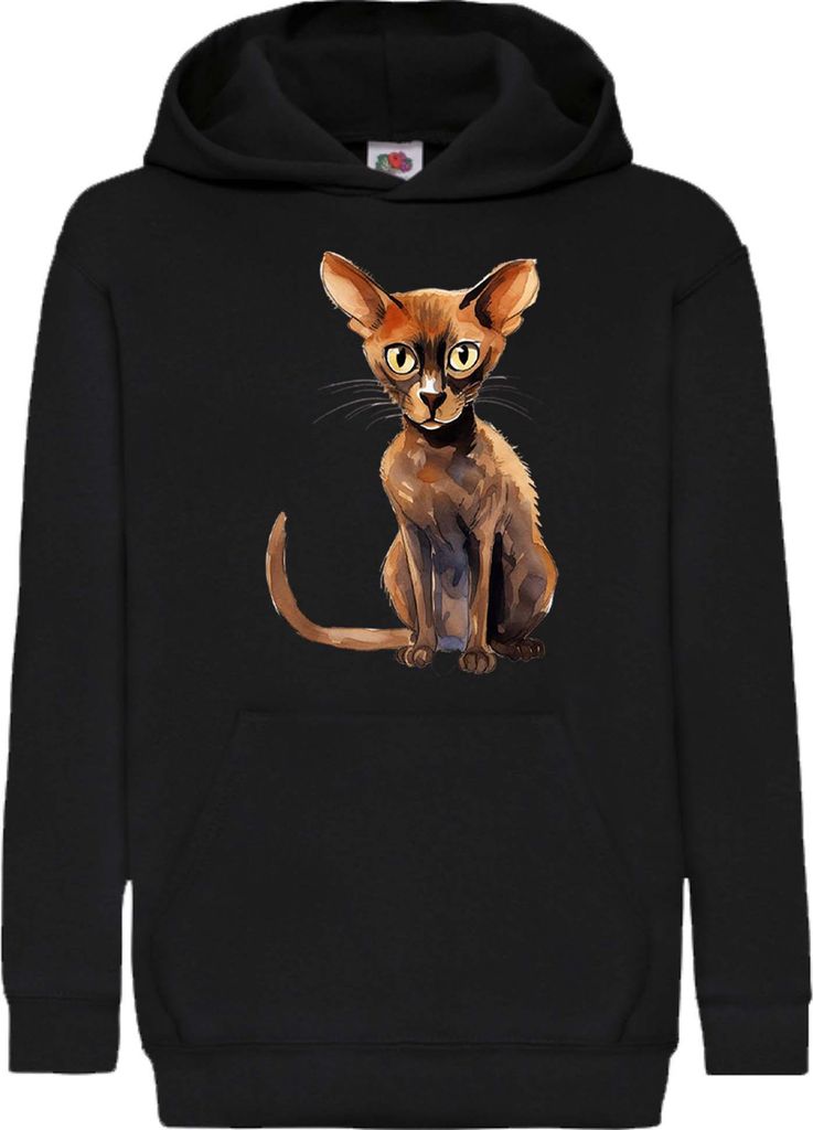 Kinder Kapuzenpullover Funny Cats Breeds Peterbald Cat, 9-11 Jahr - 140 / Schwarz
