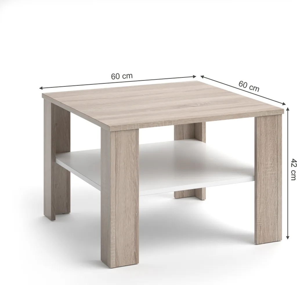 Table basse d'appoint Vicco Homer 60x60 Sonoma idéale pour studio et T1 - 3