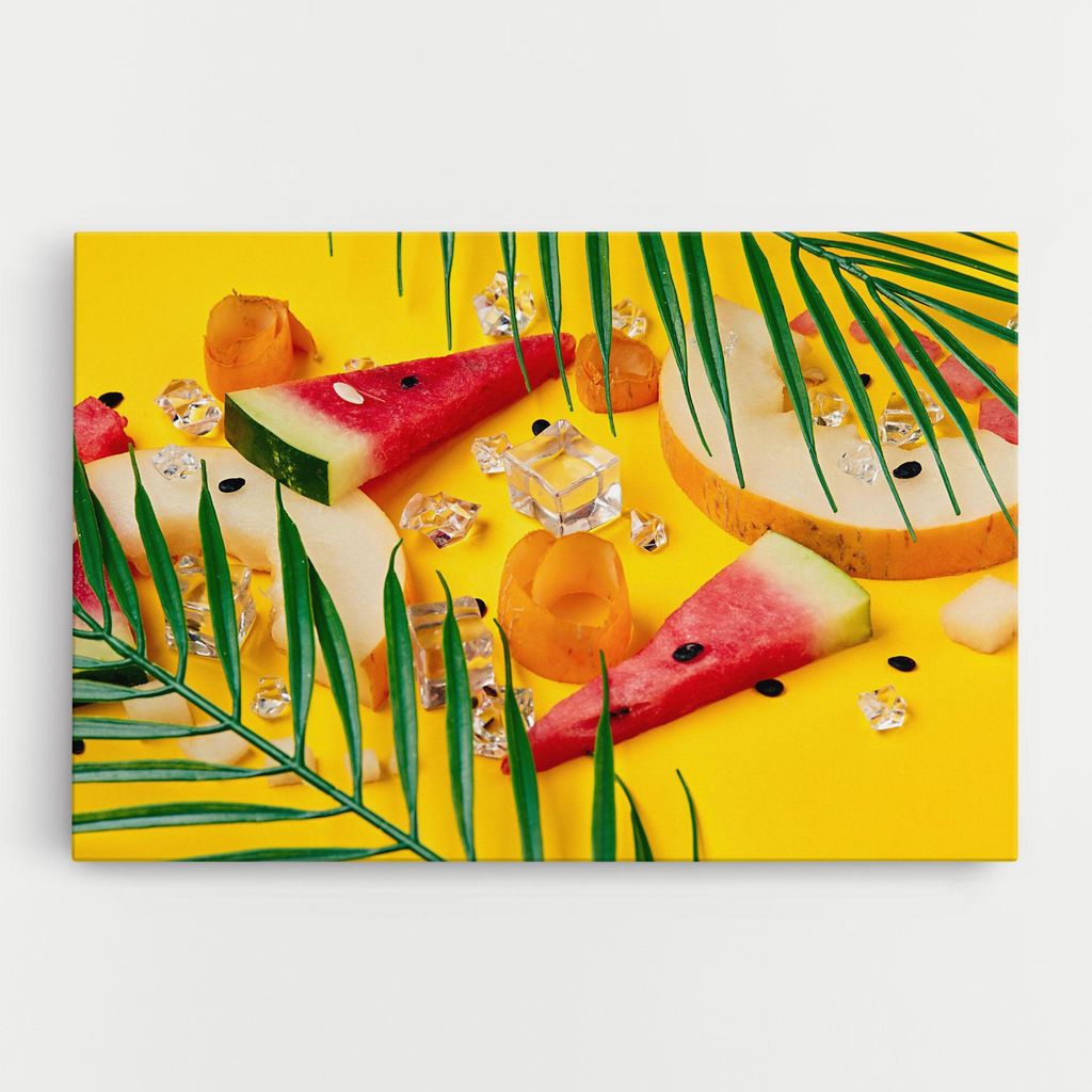 ARTHUB Leinwandbild 70x100 cm, Ice Cubes Fruits | Wohnzimmerdekoration, Hängende Bilder, Wanddekoration, Heimdekoration, Landschaften, Sommer