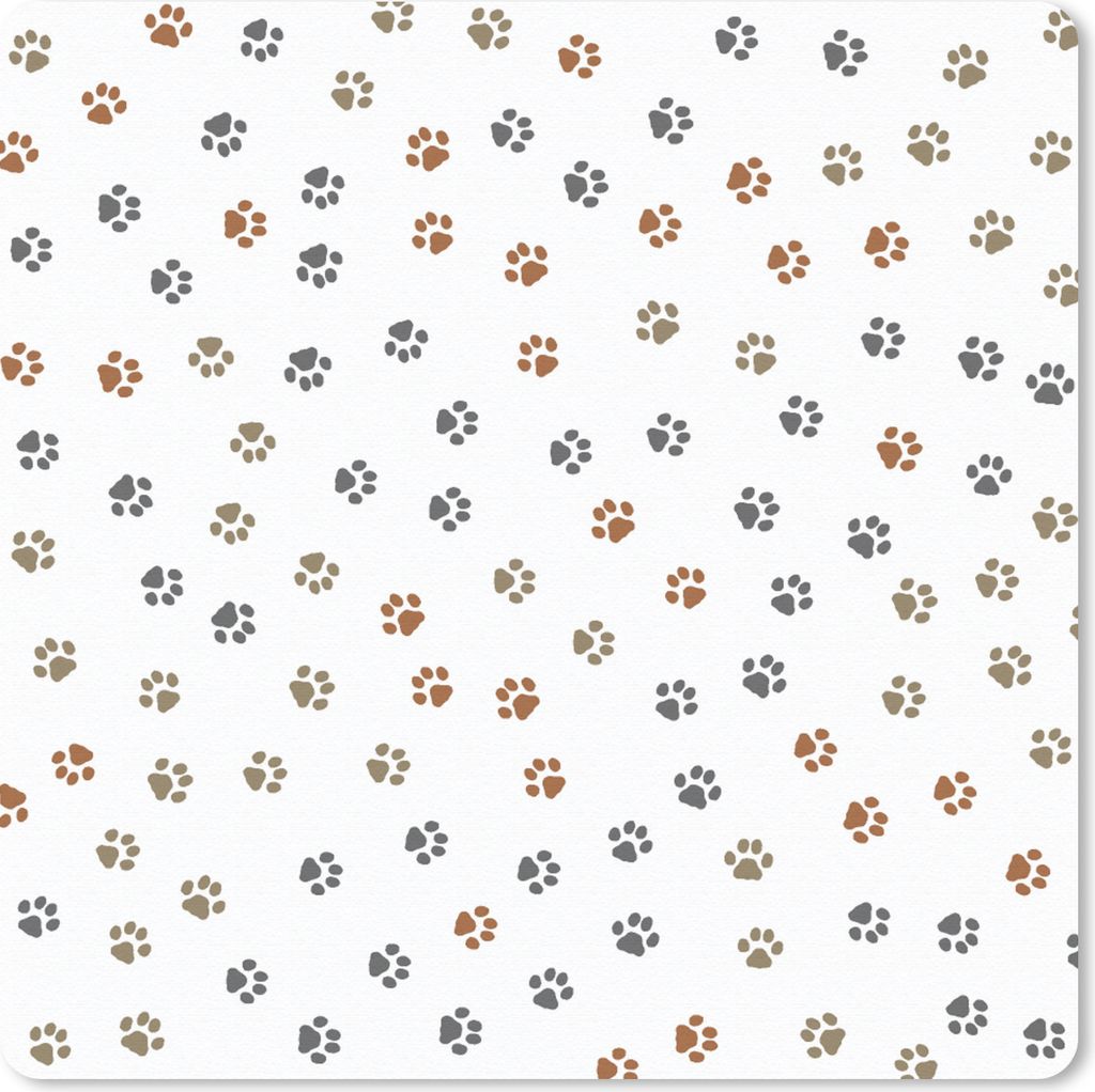 MuchoWow Mauspad Mousepad Katzen - Pfotenabdruck - Haustiere - Muster 30x30 cm - Mousepads - Maus Mat - Pad - Mausunterlage - Gaming