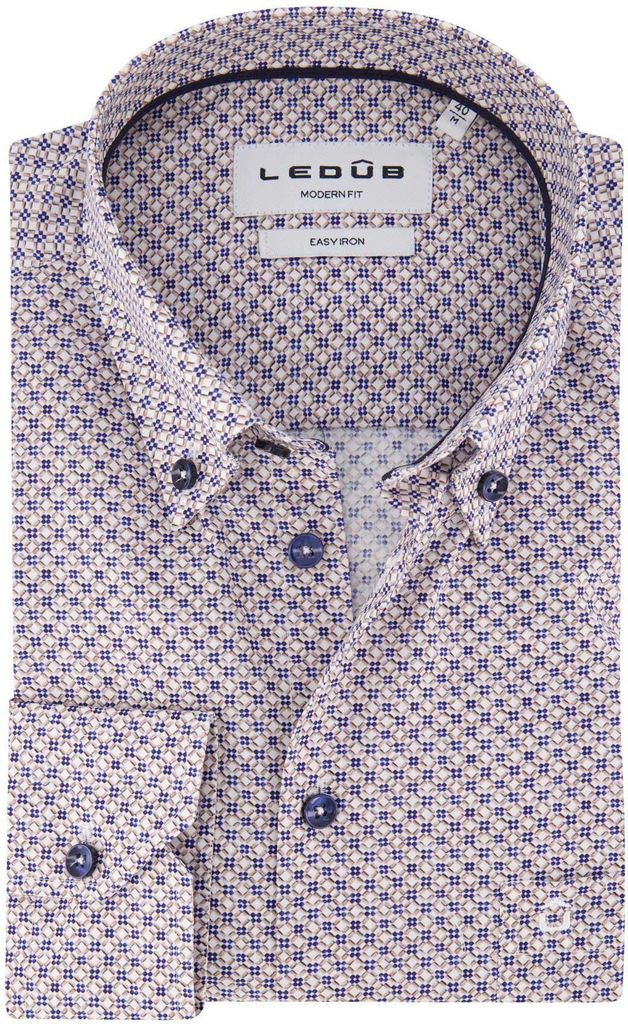Ledub Hemd bügelleicht Baumwolle bedruckt