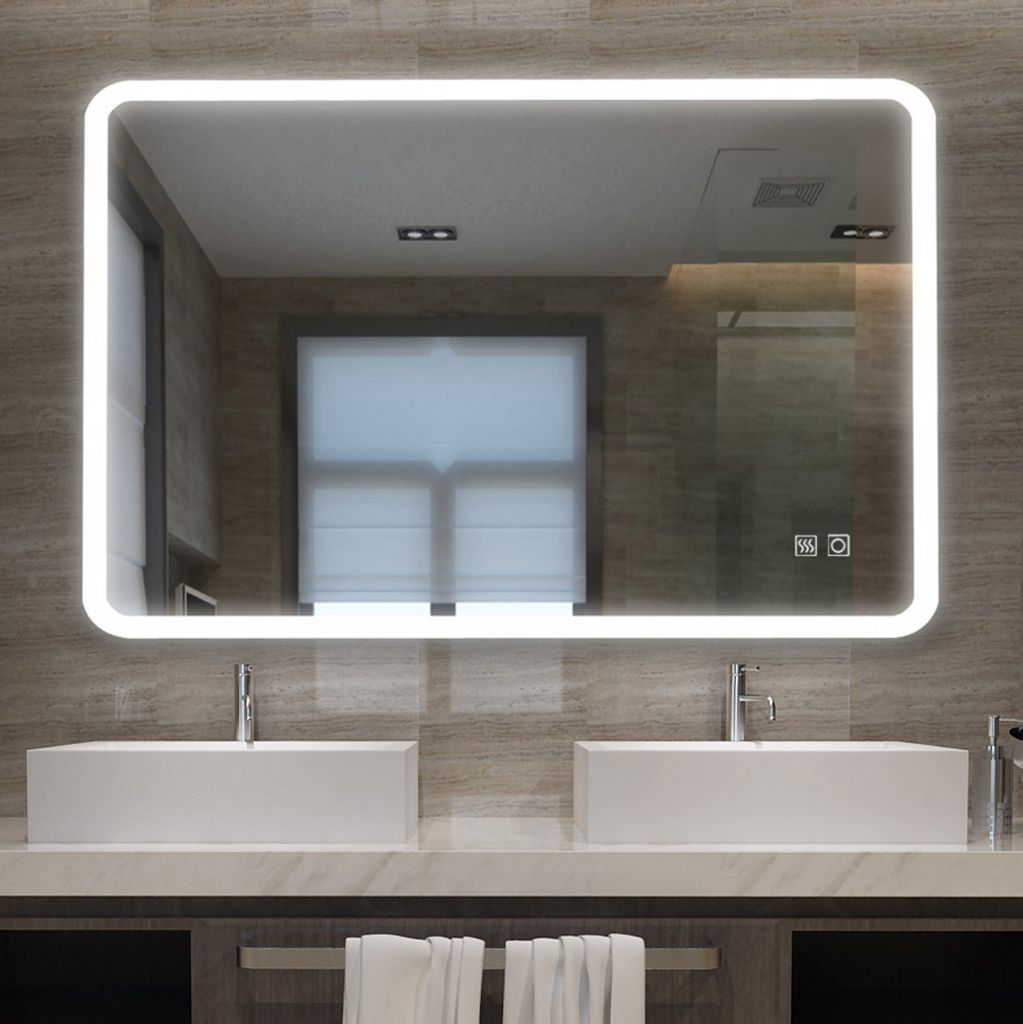 100x70cm LED Badspiegel Wandspiegel Badezimmerspiegel mit Beleuchtung Rechteck 