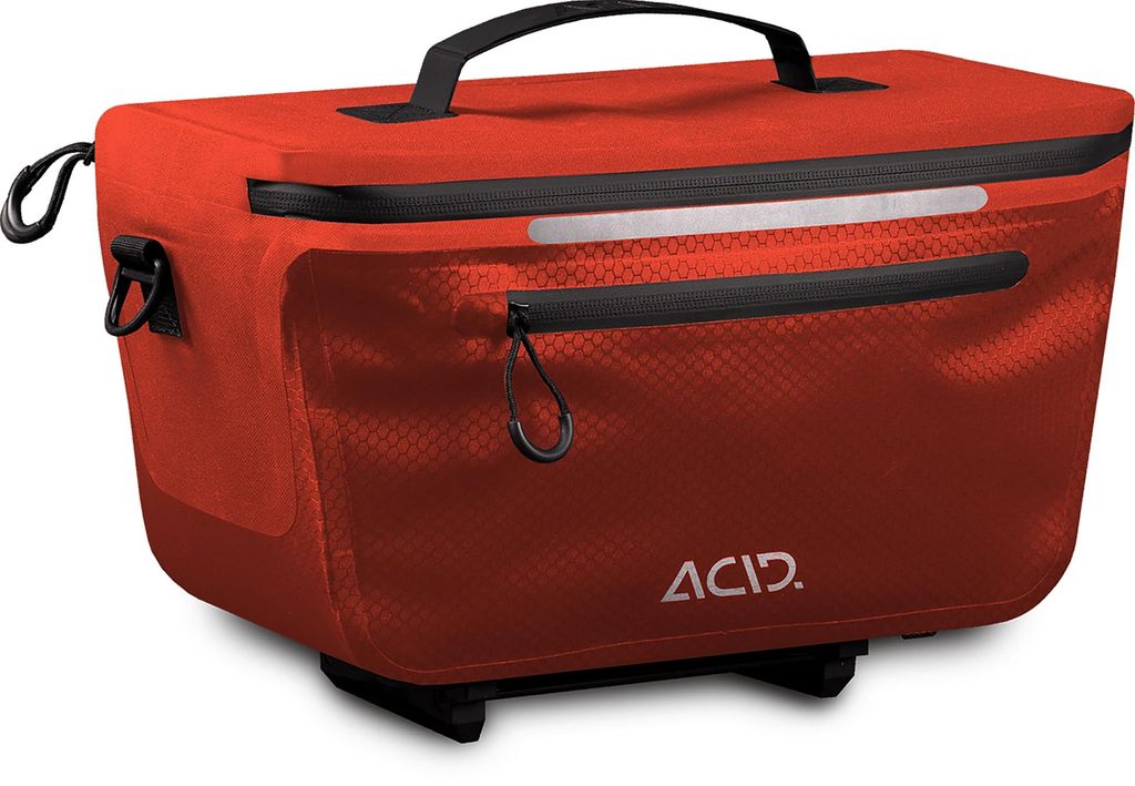ACID Gepäckträgertasche PRO 10 RILink flame ́n ́black | 10L Fahrradtasche wasserdicht | schwarz/rot