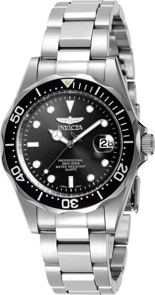 Invicta Pro Diver 8932 uhr - Wasserdicht - Analog - Quarzuhrwerk - Edelstahl mit schwarzen zifferblat - 37mm