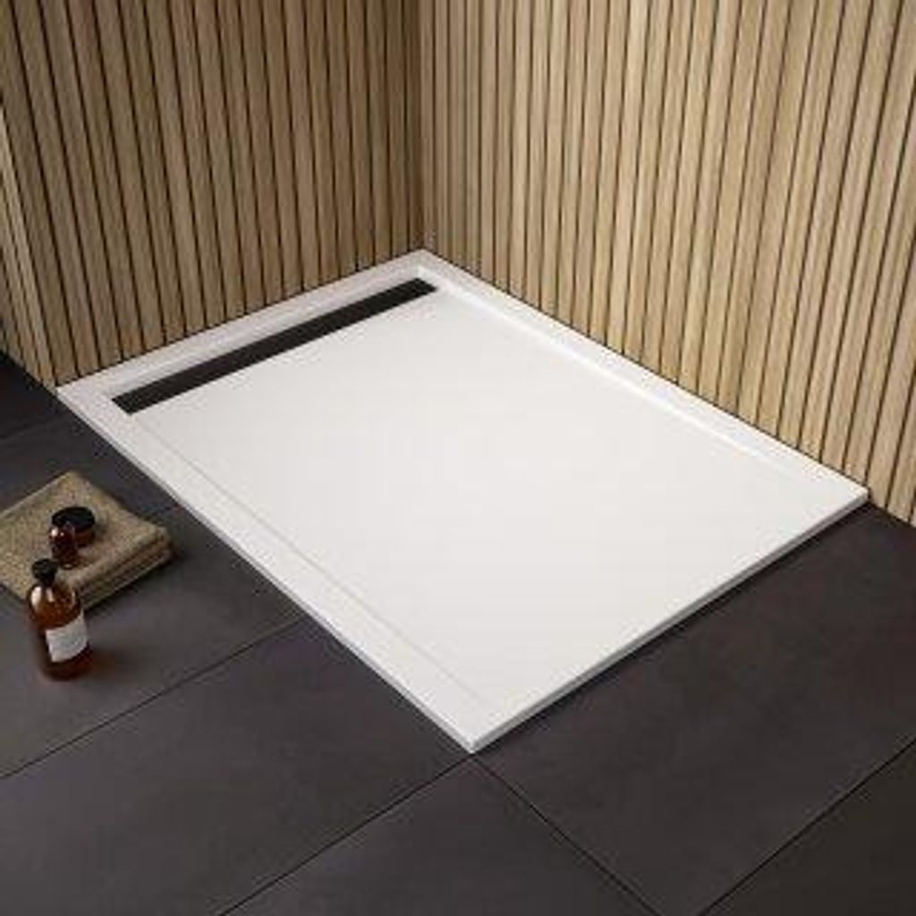HSK 5525090-41 Quadrat mit Ablaufrinne 90x90cm edelstahl poliert ohne Antislip Weiß