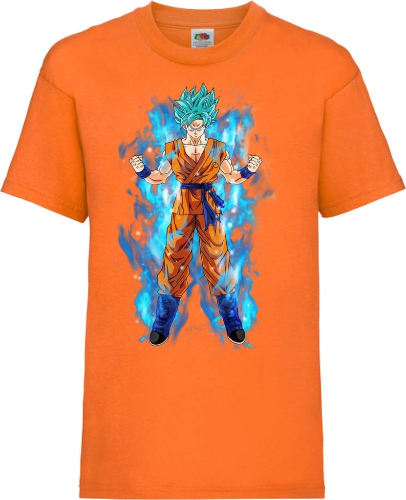 Kinder T-Shirt Dragon Anime Manga Ball Z 05 Saiyan Form, 12-13 Jahr - 152 / Orange