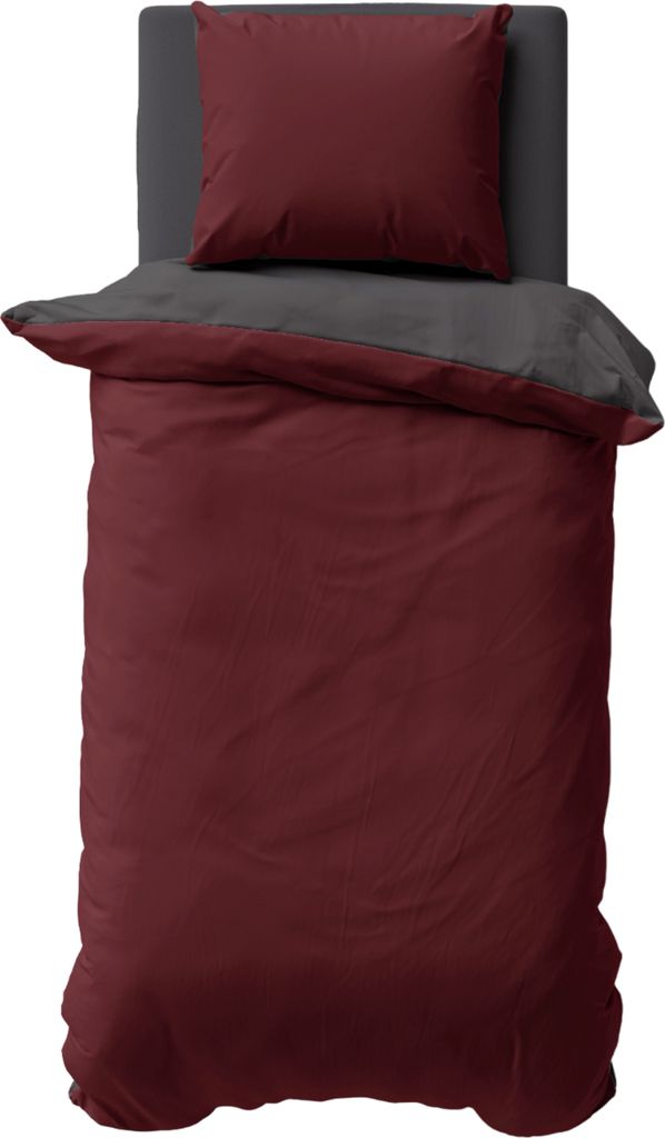Biber Bettwäsche Winter Baumwolle Wende Unifarben Kuschelig Flauschig Warm Weich, Farbe:Bordeaux, Größe:135x200 cm und 80x80 cm