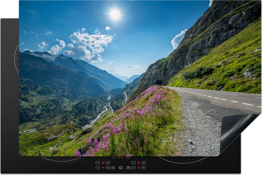 KitchenYeah Herdabdeckplatte Schweiz - Alpen - Natur , 80x52cm, Küche Deko, Glaskeramikfeld Herdabdeckung, Abdeckplatte fùr Kochfeld